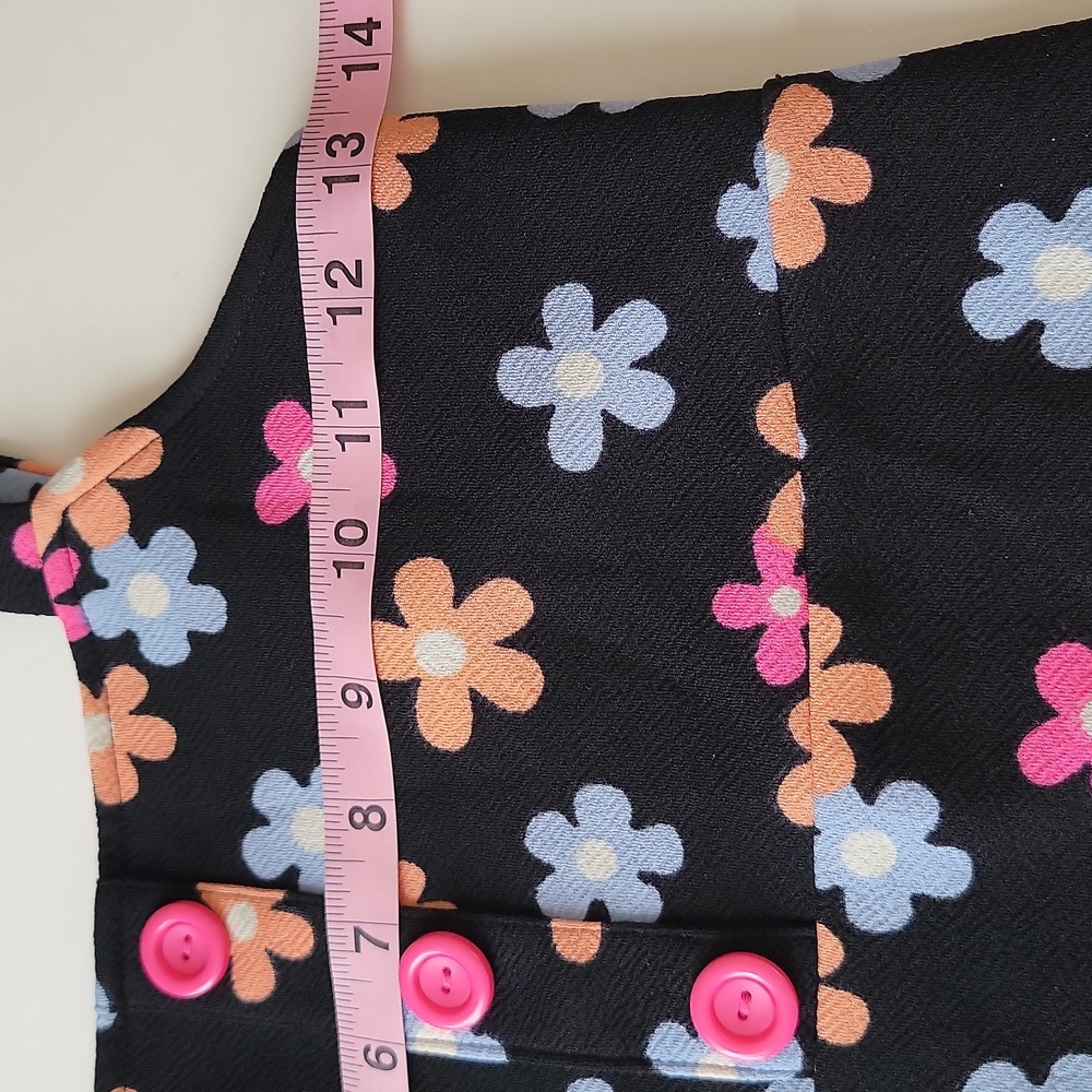 Jenna & Jessie Black Floral Pique Mini Dress Girls 10 Stretch - Picture 5 of 11